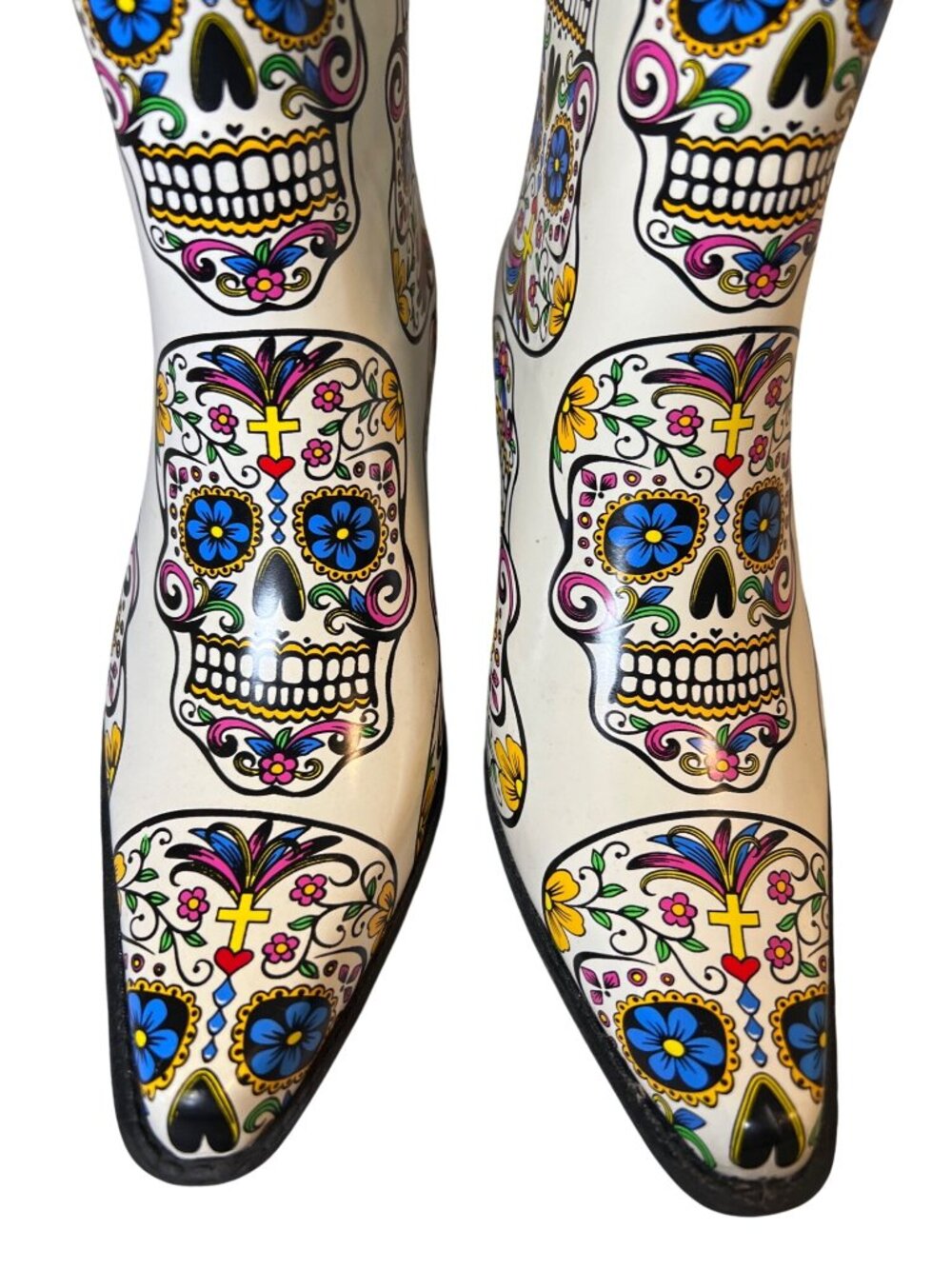 Blazin Roxx Roxy Sugar Skull Western Rain Boots Cream Size 8 - Picture 4 of 7